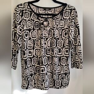 Monochrome Abstract Print Blouse